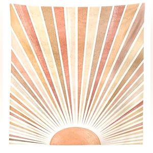 Large Minimalist Sunbeam Orange Yellow Pink Sun Tapestry Colorful Decor Dorm
